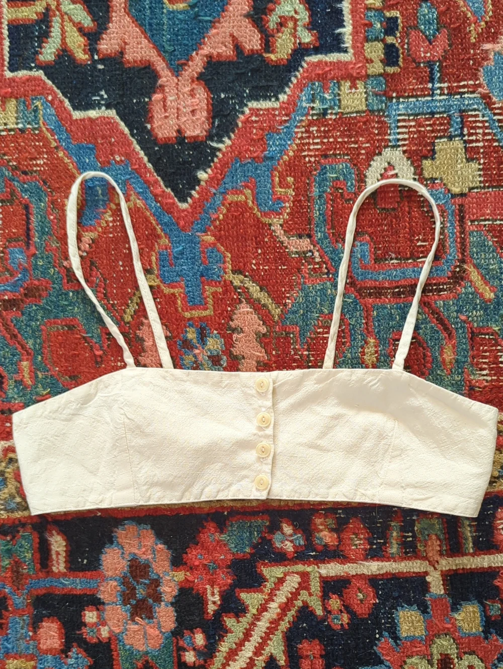 Rudy Jude Cream Button-Front Cropped Tank